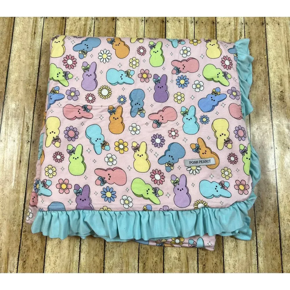 Posh Peanut Addison Mae Peeps Luxe Patoo Bamboo Blanket Ruffle 60x60